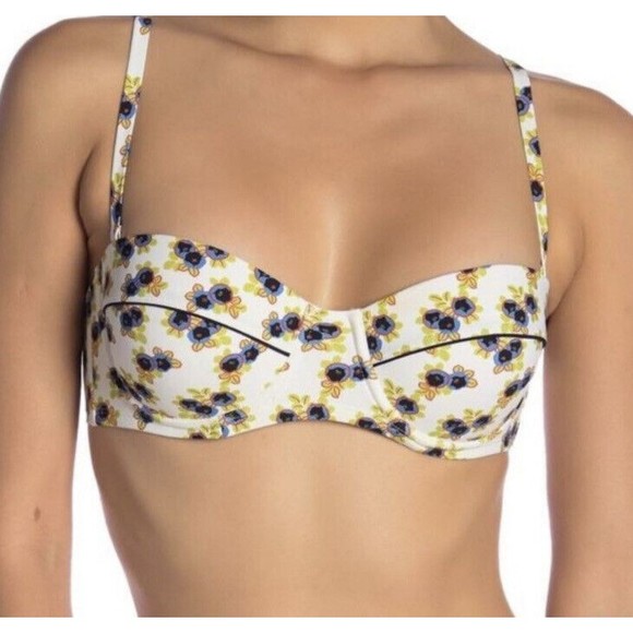 Tory Burch Avalon Bikini Top Size Small Floral Padded Wire Swim - Picture 1 of 6